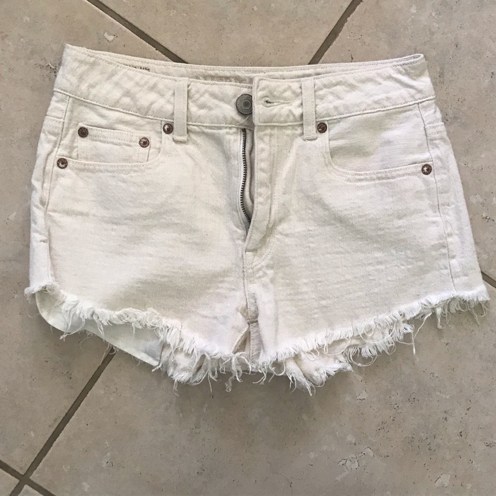 White Denim Mid Rise Shorts